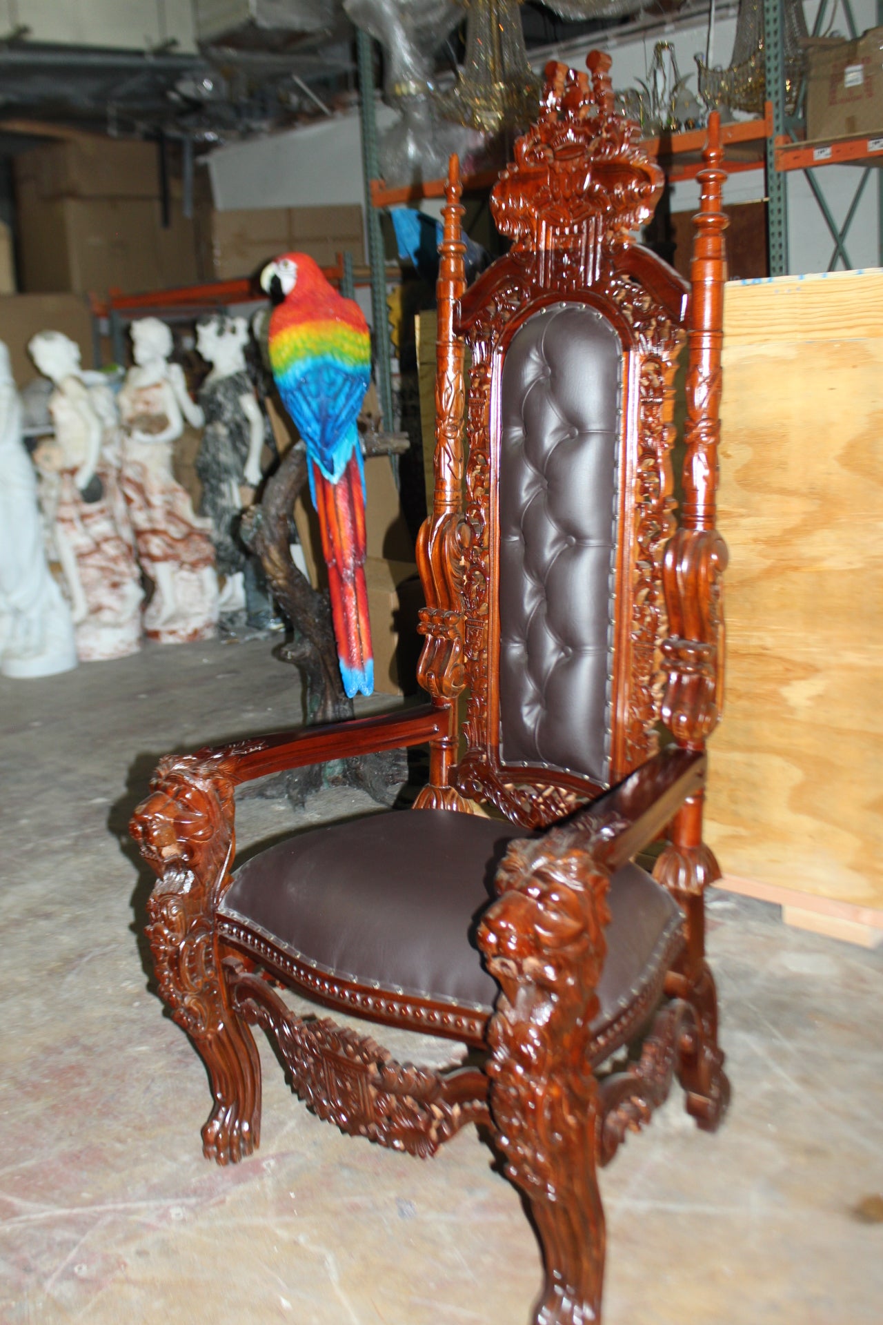 Brown Lion Chair -  Size: 70"L x 36"W x 26"H. 