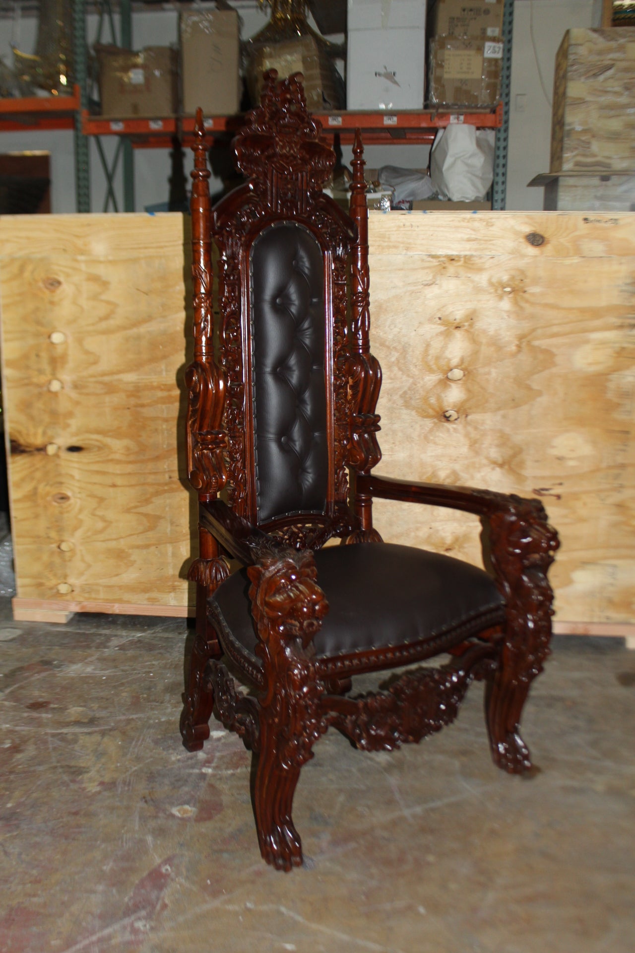 Brown Lion Chair -  Size: 70"L x 36"W x 26"H. 