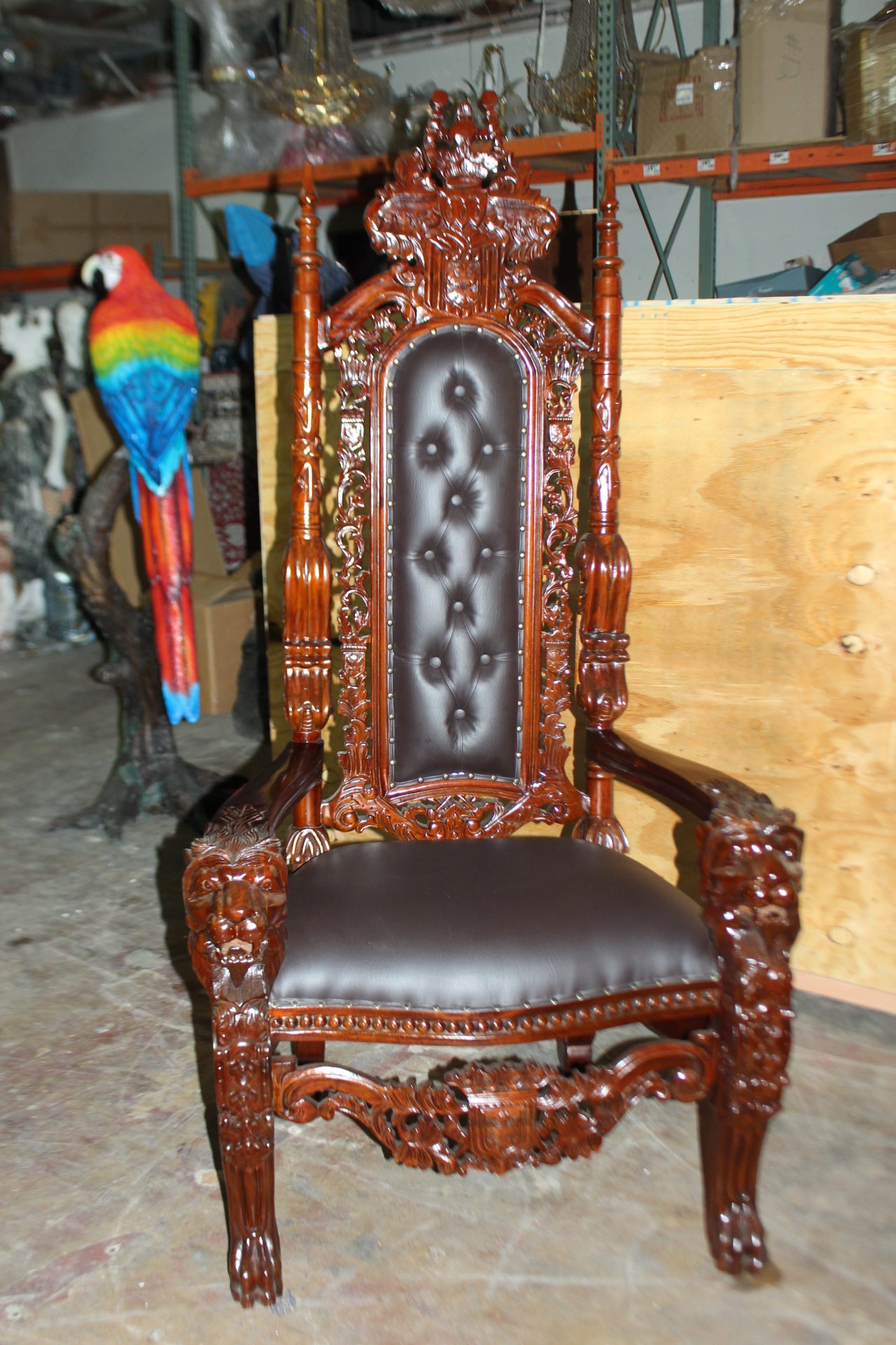 Brown Lion Chair -  Size: 70"L x 36"W x 26"H. 