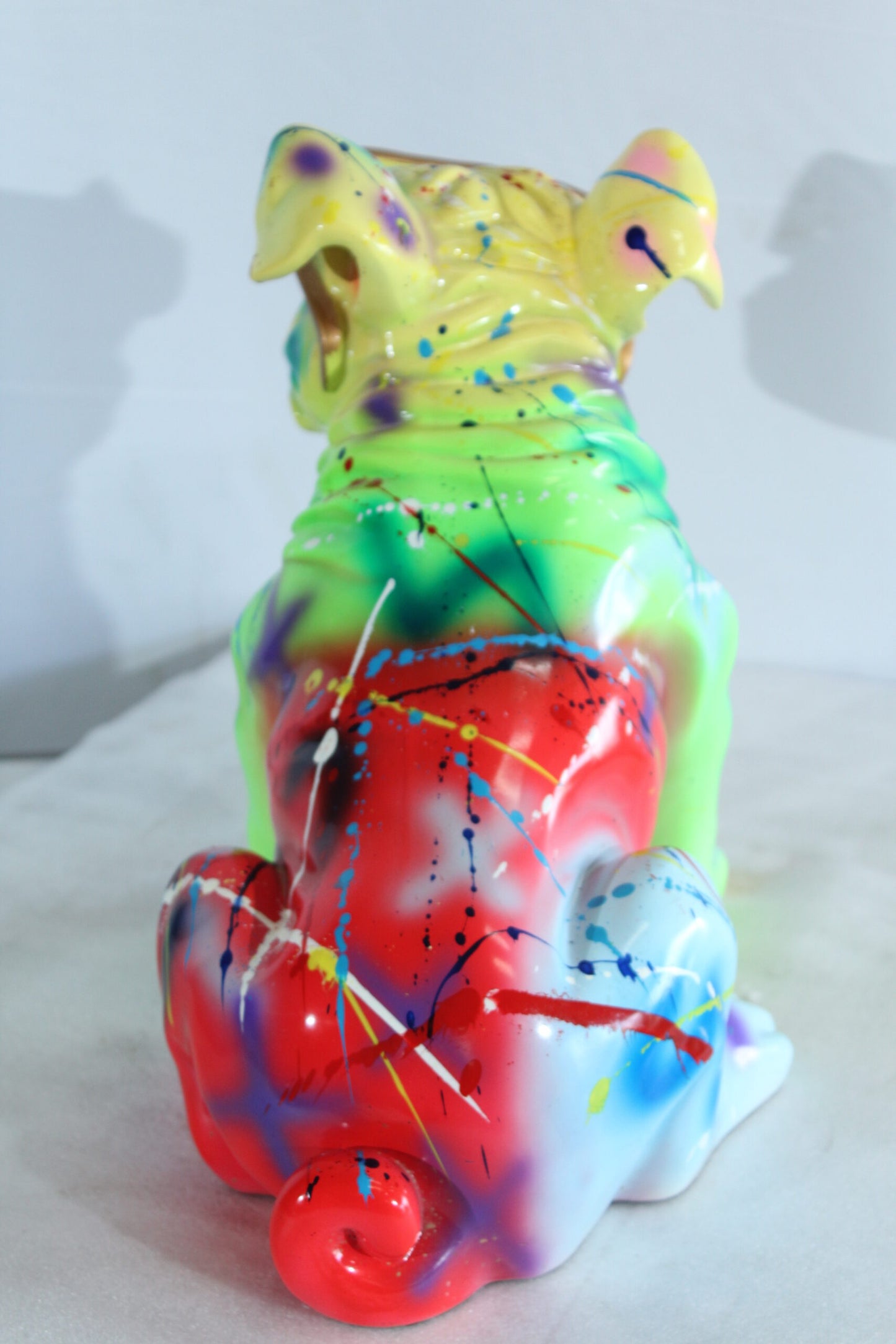 Colorful Resin Bulldog Statue with Sunglasses 17" x 9" x 13"H