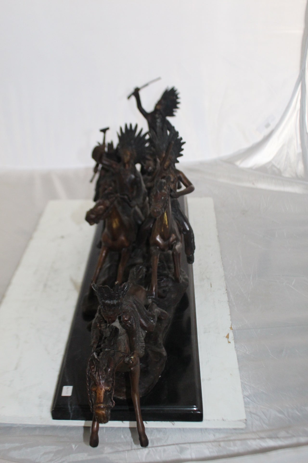War party Bronze Statue by Carl Cauba -  Size: 39"L x 10"W x 15"H. 