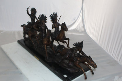 War party Bronze Statue by Carl Cauba -  Size: 39"L x 10"W x 15"H. 