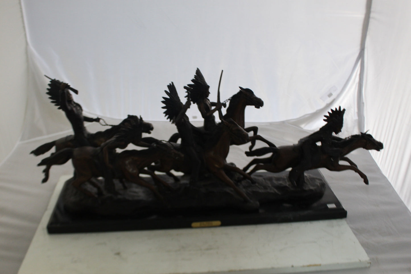 War party Bronze Statue by Carl Cauba -  Size: 39"L x 10"W x 15"H. 