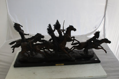 War party Bronze Statue by Carl Cauba -  Size: 39"L x 10"W x 15"H. 