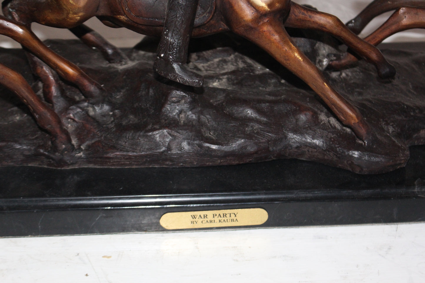 War party Bronze Statue by Carl Cauba -  Size: 39"L x 10"W x 15"H. 
