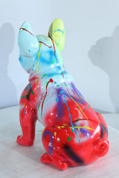 Colorful Resin French Bulldog Statue Modern Art Décor 15" x 8" x 16"H
