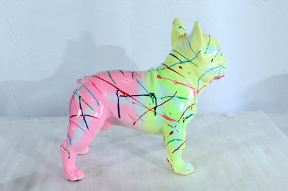 Colorful Splatter French Bulldog Resin Statue 11" x 5" x 10"H