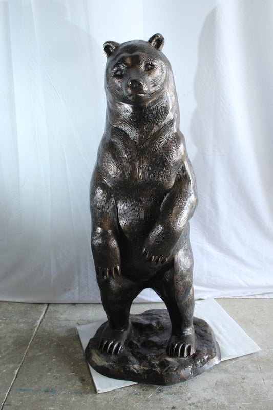 Giant Aluminum Bear Statue Standing Upright on Forest Base 20" x 23" x 61"H