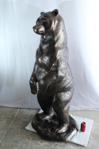 Giant Aluminum Bear Statue Standing Upright on Forest Base 20" x 23" x 61"H