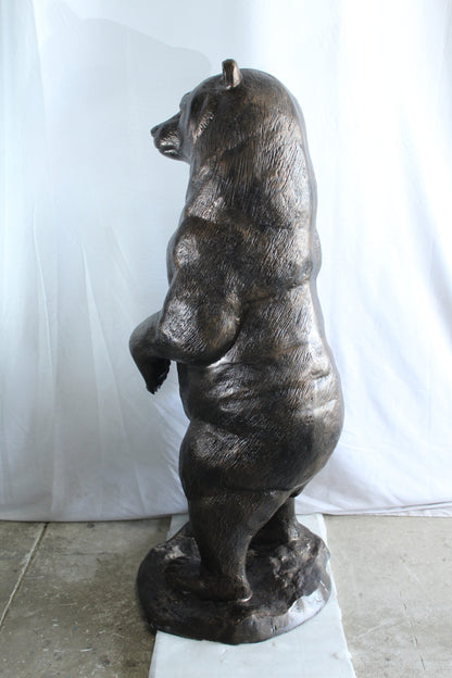 Giant Aluminum Bear Statue Standing Upright on Forest Base 20" x 23" x 61"H