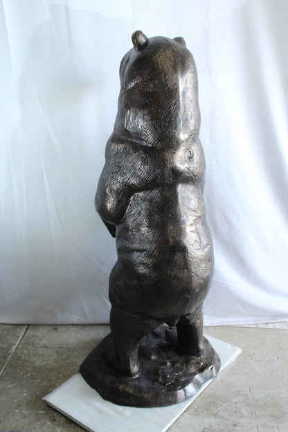 Giant Aluminum Bear Statue Standing Upright on Forest Base 20" x 23" x 61"H