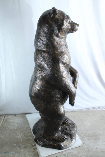 Giant Aluminum Bear Statue Standing Upright on Forest Base 20" x 23" x 61"H