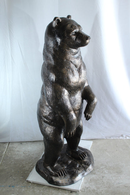 Giant Aluminum Bear Statue Standing Upright on Forest Base 20" x 23" x 61"H