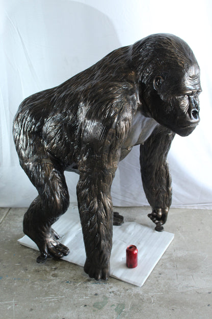 Giant Aluminum Gorilla Statue in Powerful Walking Stance 43" x 36" x 49"H