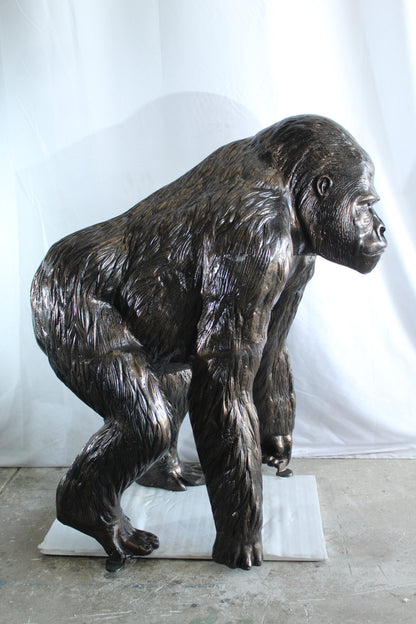 Giant Aluminum Gorilla Statue in Powerful Walking Stance 43" x 36" x 49"H