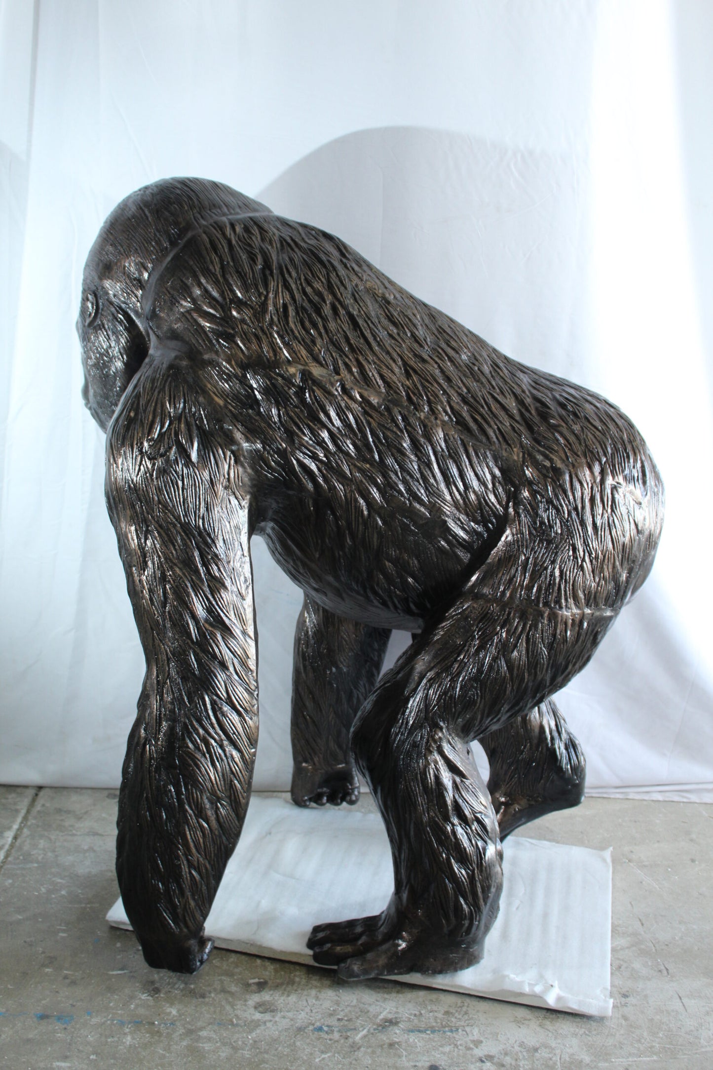 Giant Aluminum Gorilla Statue in Powerful Walking Stance 43" x 36" x 49"H