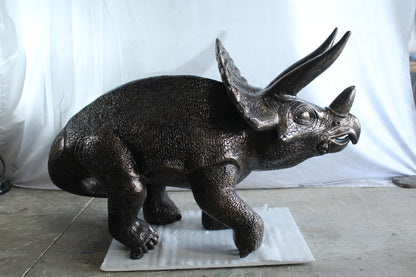 Giant Aluminum Triceratops Dinosaur Statue in Walking Pose 57" x 26" x 35"H