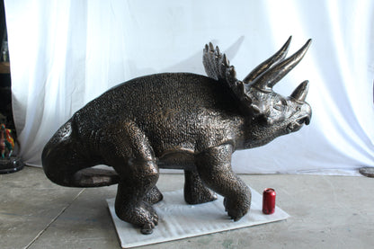 Giant Aluminum Triceratops Dinosaur Statue in Walking Pose 57" x 26" x 35"H