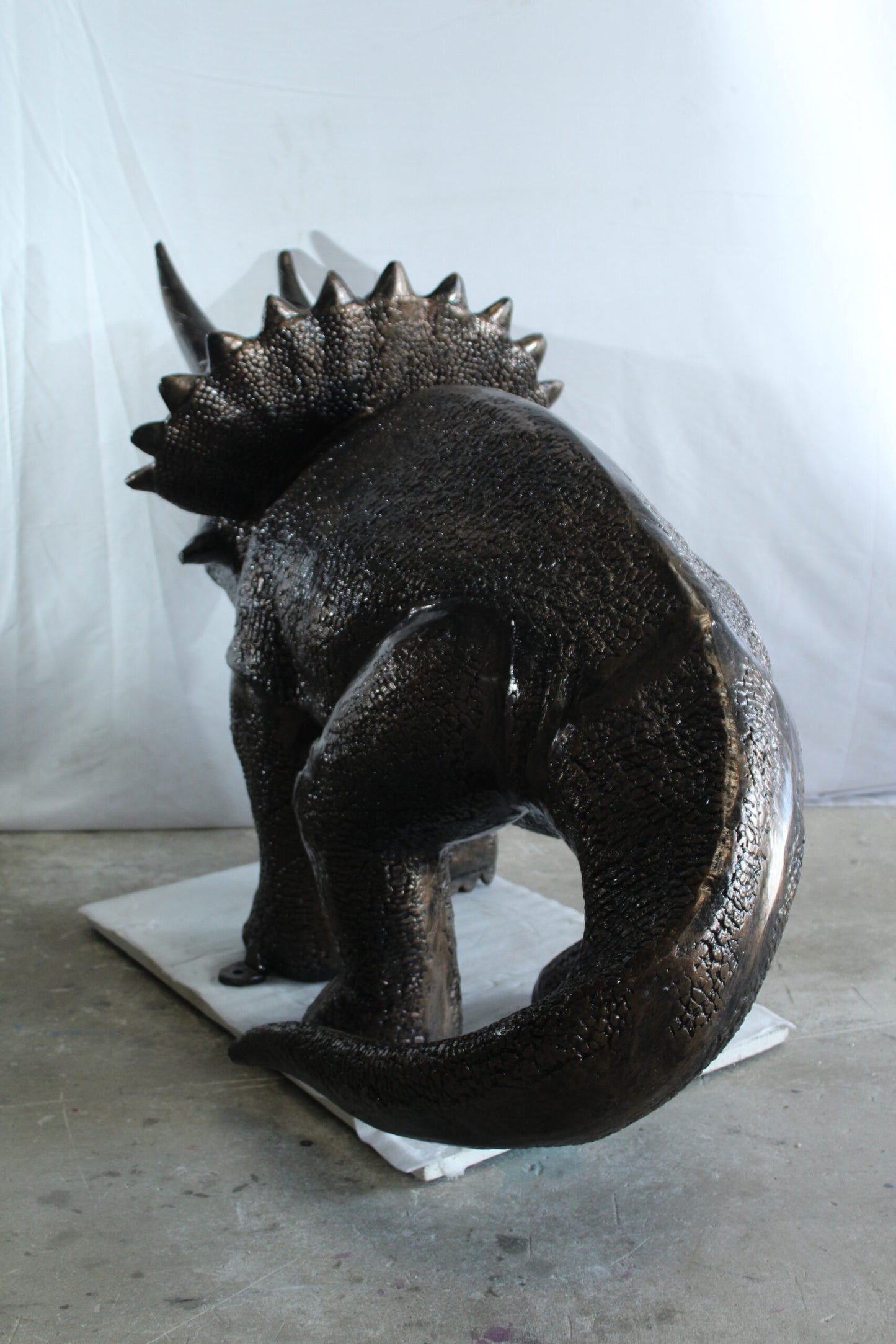 Giant Aluminum Triceratops Dinosaur Statue in Walking Pose 57" x 26" x 35"H