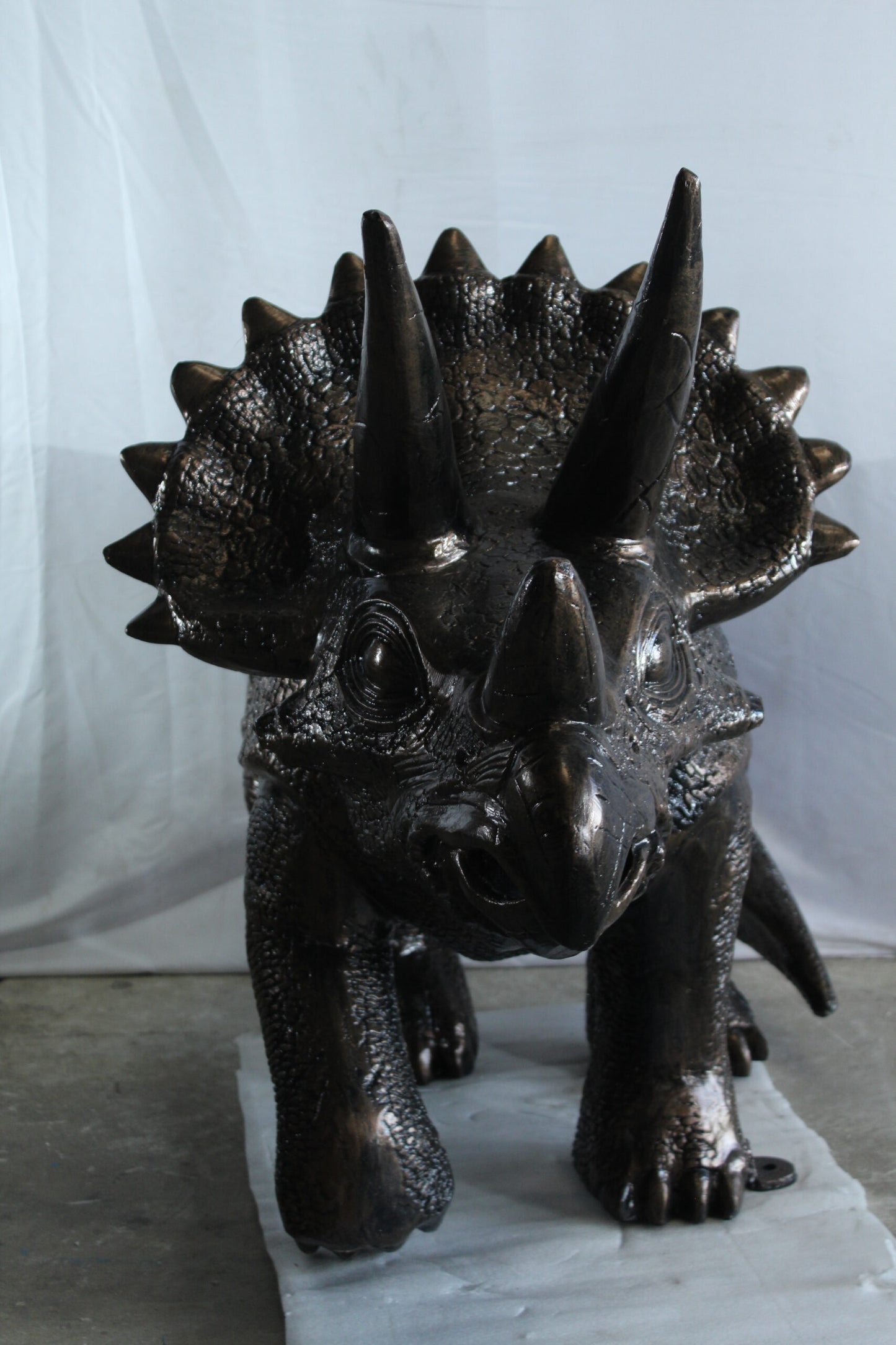 Giant Aluminum Triceratops Dinosaur Statue in Walking Pose 57" x 26" x 35"H