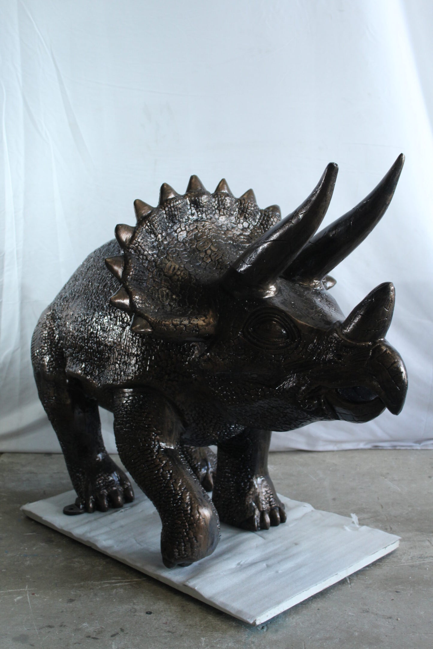 Giant Aluminum Triceratops Dinosaur Statue in Walking Pose 57" x 26" x 35"H