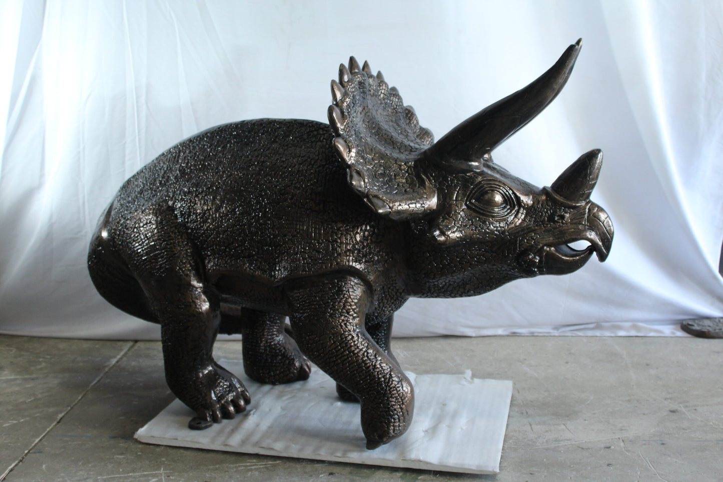 Giant Aluminum Triceratops Dinosaur Statue in Walking Pose 57" x 26" x 35"H