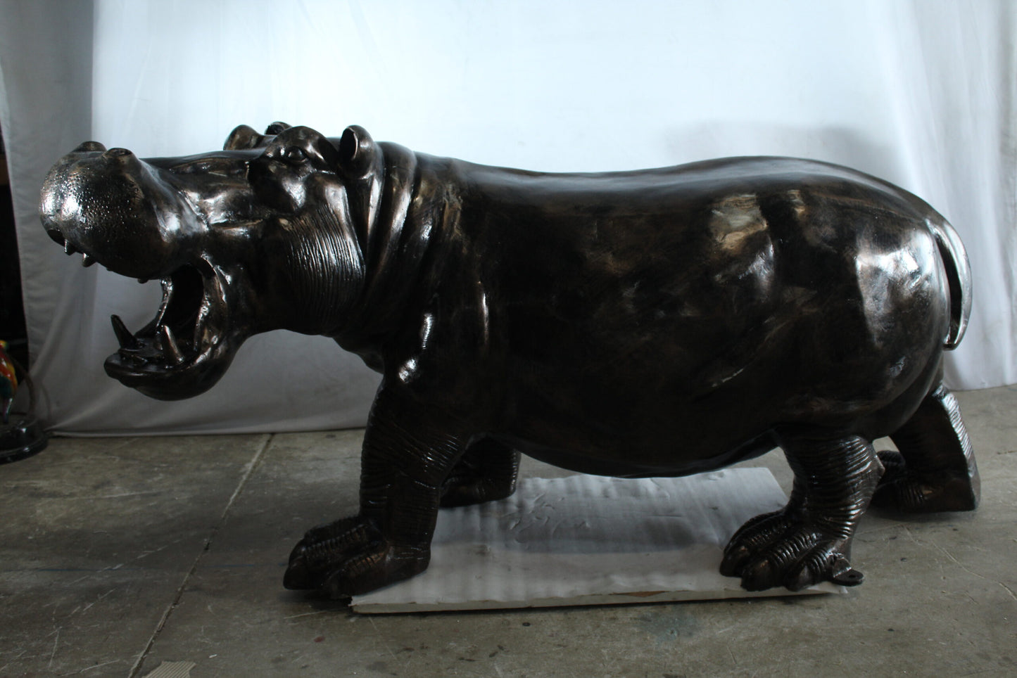 Giant Aluminum Hippopotamus Statue with Open Mouth Display 61" x 32" x 32"H