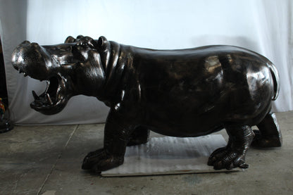 Giant Aluminum Hippopotamus Statue with Open Mouth Display 61" x 32" x 32"H