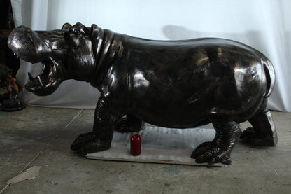 Giant Aluminum Hippopotamus Statue with Open Mouth Display 61" x 32" x 32"H