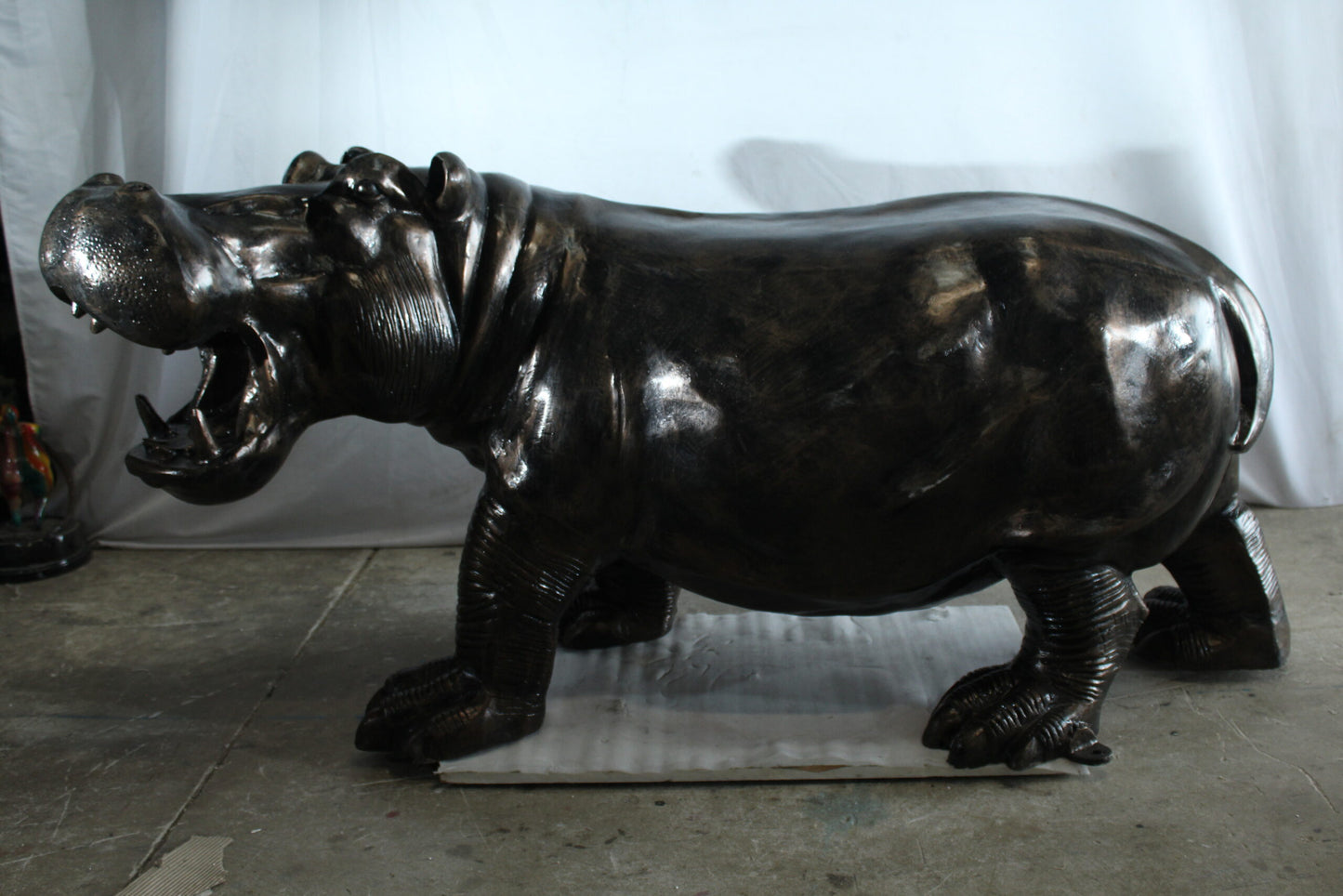 Giant Aluminum Hippopotamus Statue with Open Mouth Display 61" x 32" x 32"H