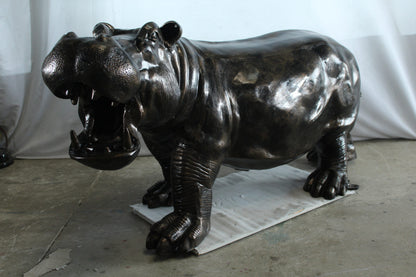 Giant Aluminum Hippopotamus Statue with Open Mouth Display 61" x 32" x 32"H