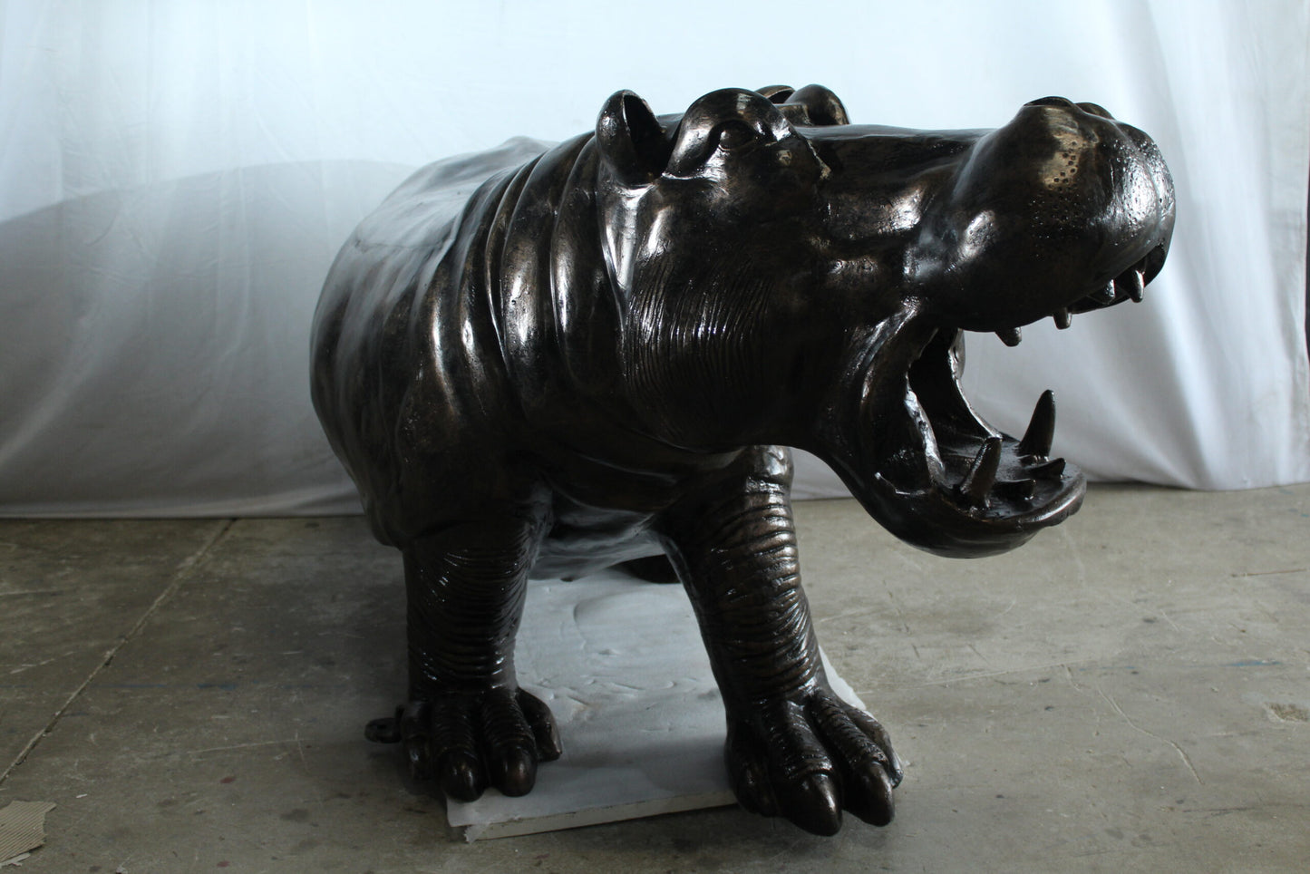 Giant Aluminum Hippopotamus Statue with Open Mouth Display 61" x 32" x 32"H