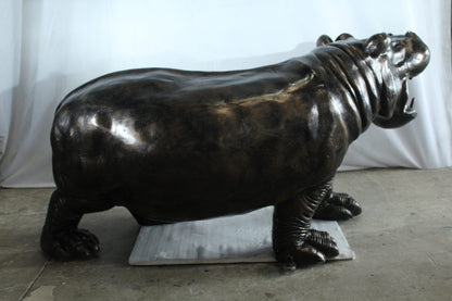 Giant Aluminum Hippopotamus Statue with Open Mouth Display 61" x 32" x 32"H