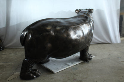 Giant Aluminum Hippopotamus Statue with Open Mouth Display 61" x 32" x 32"H
