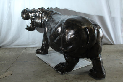 Giant Aluminum Hippopotamus Statue with Open Mouth Display 61" x 32" x 32"H