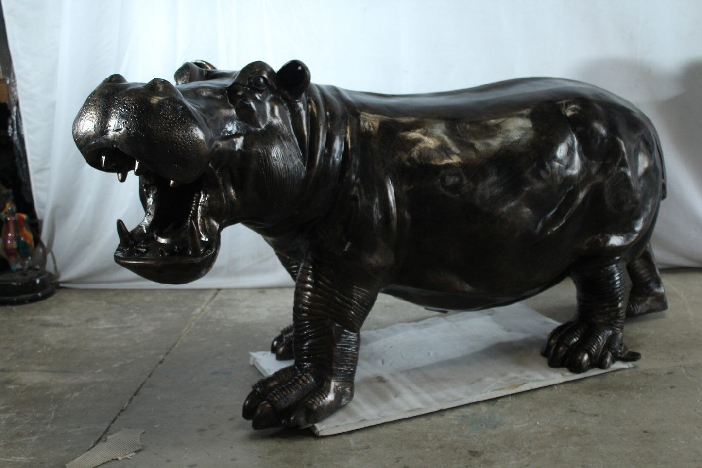 Giant Aluminum Hippopotamus Statue with Open Mouth Display 61" x 32" x 32"H