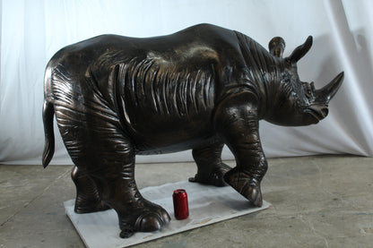Giant Aluminum Rhinoceros Statue with Detailed Armor Texture 60" x 17" x 35"H