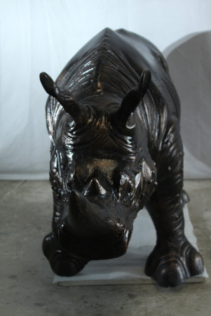 Giant Aluminum Rhinoceros Statue with Detailed Armor Texture 60" x 17" x 35"H