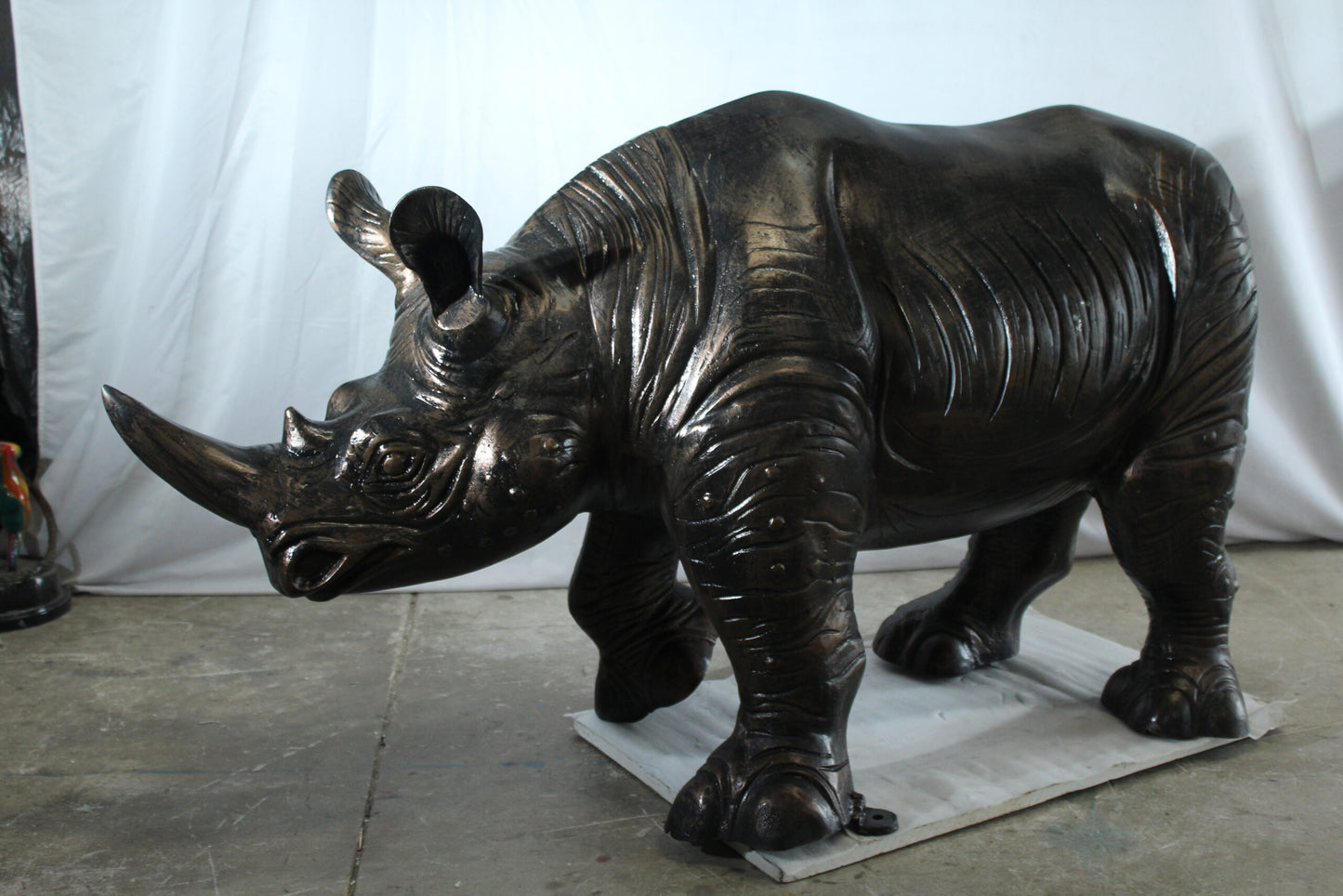 Giant Aluminum Rhinoceros Statue with Detailed Armor Texture 60" x 17" x 35"H