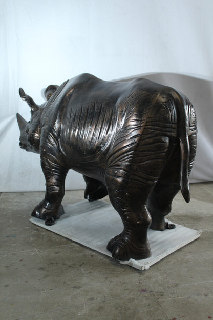Giant Aluminum Rhinoceros Statue with Detailed Armor Texture 60" x 17" x 35"H