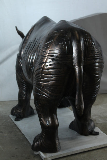 Giant Aluminum Rhinoceros Statue with Detailed Armor Texture 60" x 17" x 35"H