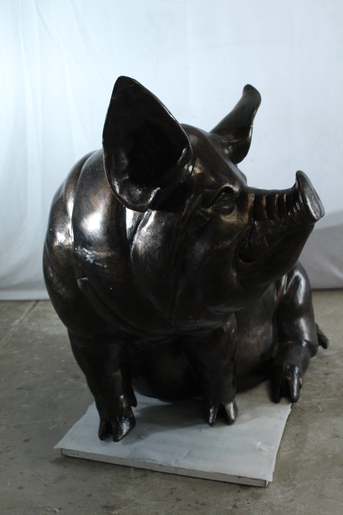 Large Sitting Pig Aluminum Statue with Realistic Details 43" x 27" x 35"H