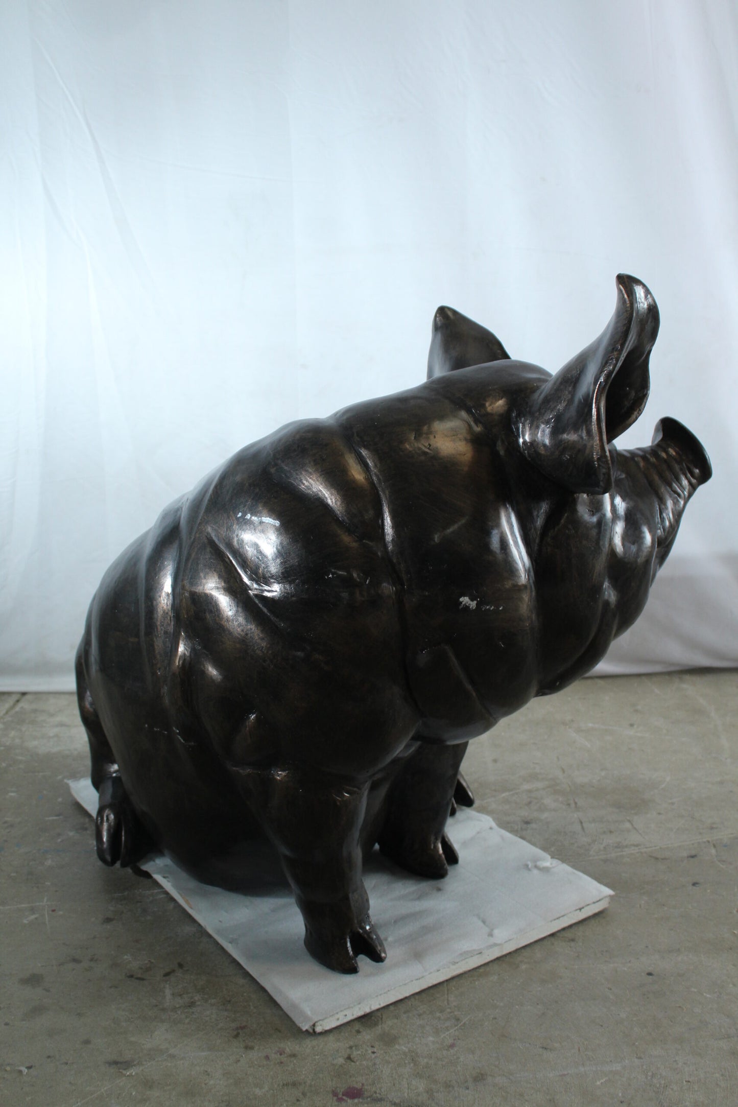 Large Sitting Pig Aluminum Statue with Realistic Details 43" x 27" x 35"H