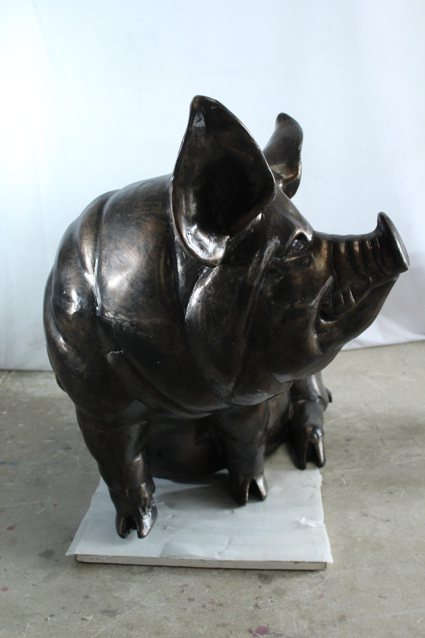 Large Sitting Pig Aluminum Statue with Realistic Details 43" x 27" x 35"H