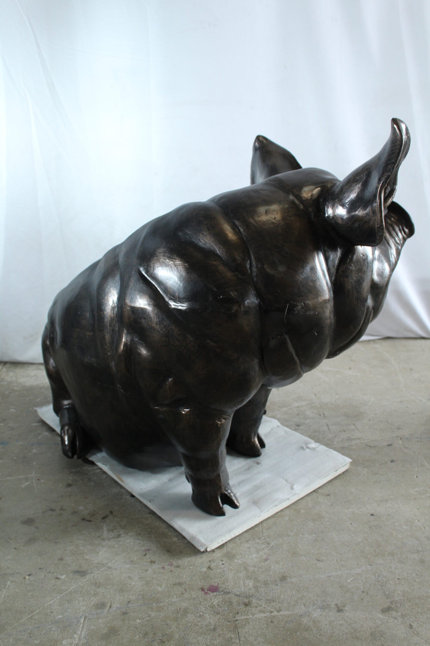 Large Sitting Pig Aluminum Statue with Realistic Details 43" x 27" x 35"H
