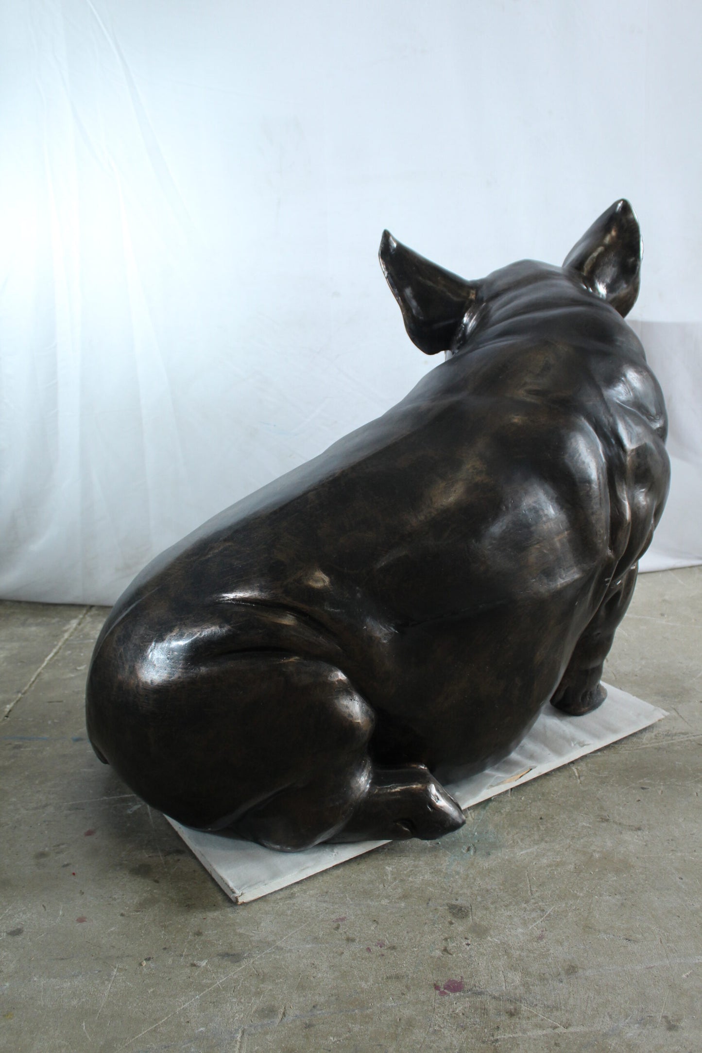 Large Sitting Pig Aluminum Statue with Realistic Details 43" x 27" x 35"H