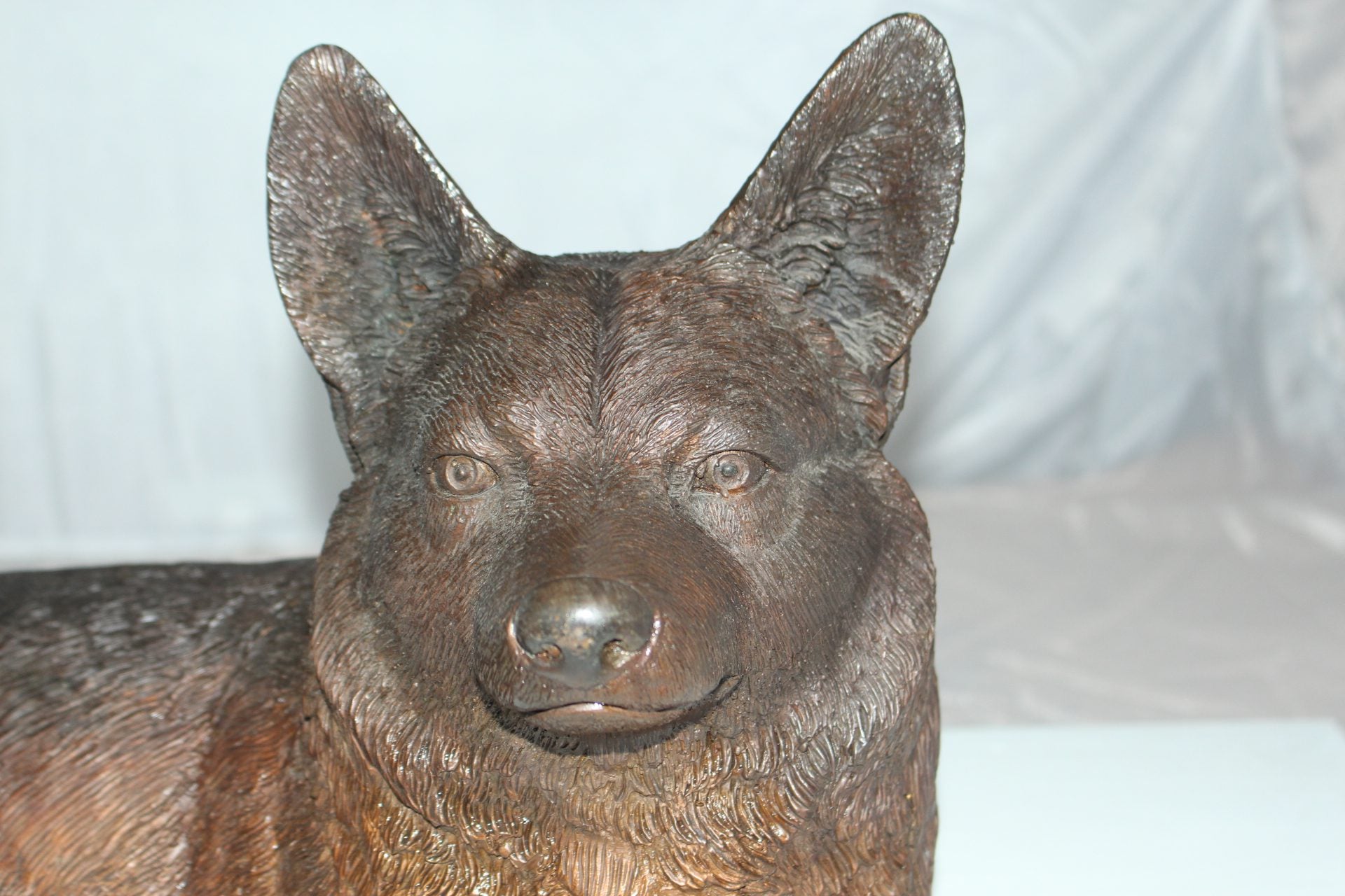 Corgi dog Bronze Statue -  Size: 20"L x 10"W x 11.5"H. 