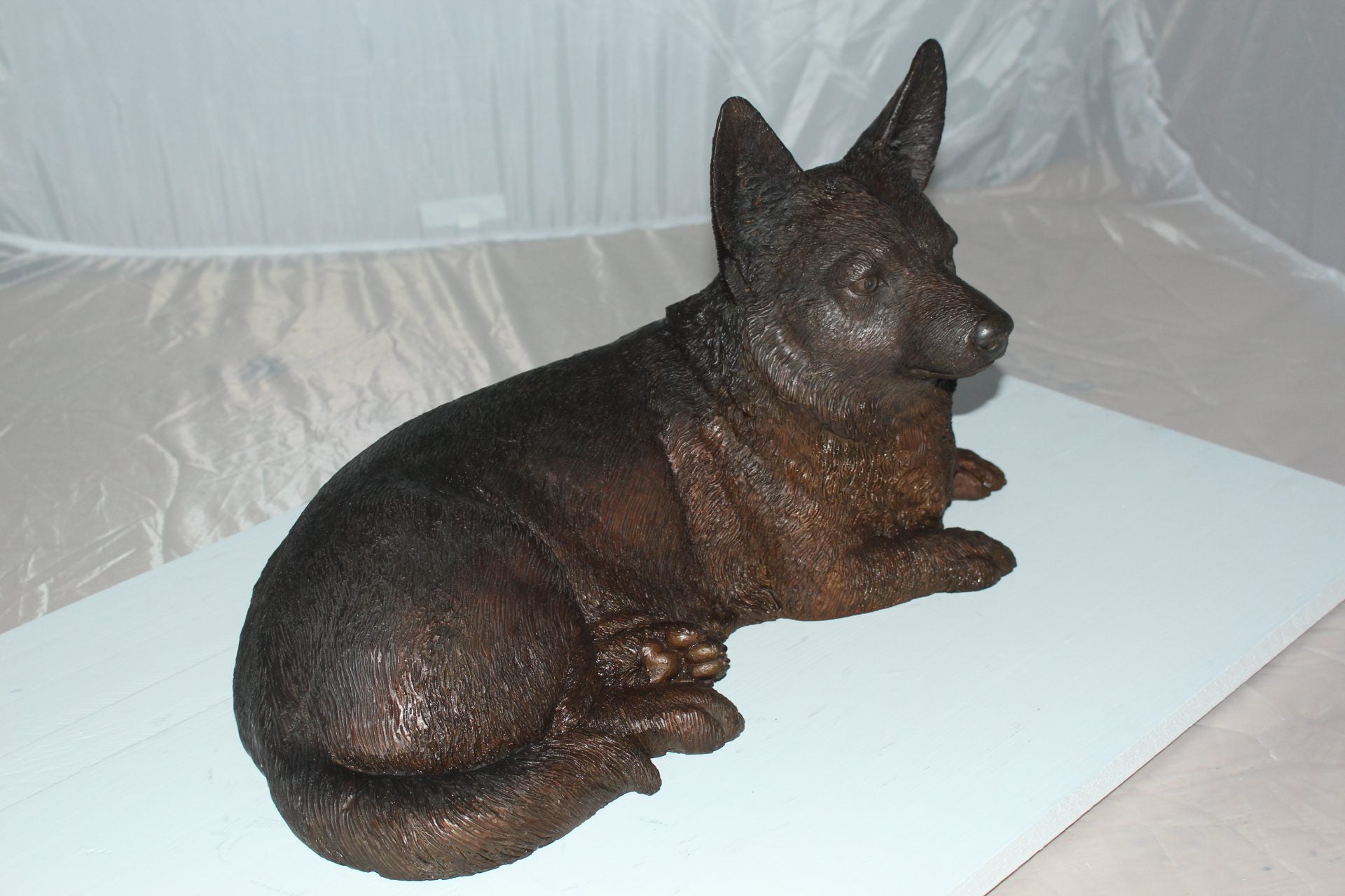 Corgi dog Bronze Statue -  Size: 20"L x 10"W x 11.5"H. 