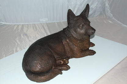 Corgi dog Bronze Statue -  Size: 20"L x 10"W x 11.5"H. 