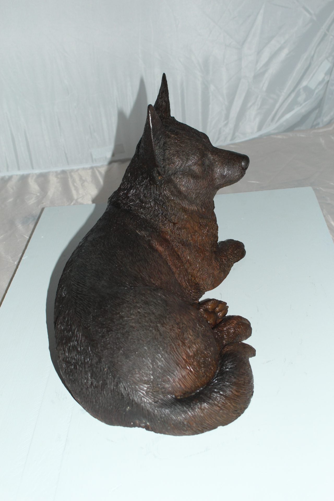 Corgi dog Bronze Statue -  Size: 20"L x 10"W x 11.5"H. 
